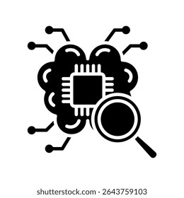 Evaluation glyph icon, use for machine learning, education, technology industry, UI, UX kit, app and web development, digital or print.