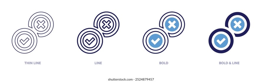 Evaluation icon in 4 different styles. Thin Line, Line, Bold, and Bold Line. Duotone style. Editable stroke.