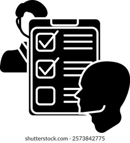 Evaluation Icon - Black Filled Style - Critical Thinking Theme