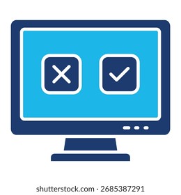 Icono De Evaluación En Diseño Plano Monocromo Azul, Ilustración vectorial