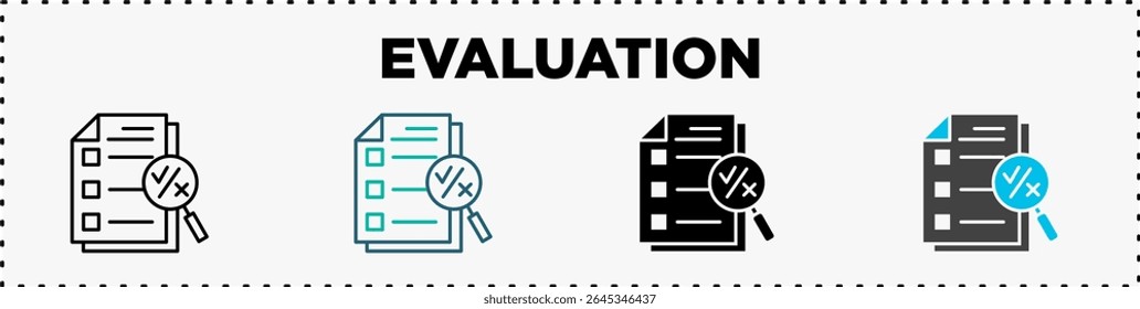 Glifo de línea de paquete de iconos de evaluación