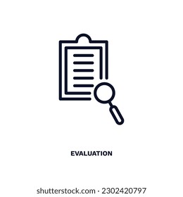 evaluation icon. Thin line evaluation icon from ai and future technology collection. Outline vector isolated on white background. Editable evaluation symbol can be used web and mobile