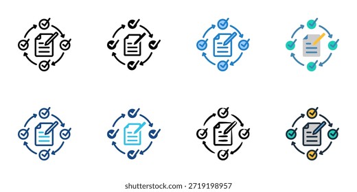 Evaluation icons set multiple style collection. Editable stroke 
