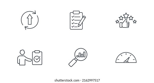 conjunto de iconos de evaluación. símbolo de paquete de evaluación elementos vectoriales para web infográfica