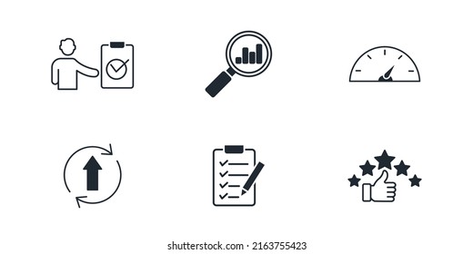 evaluation icons set . evaluation pack symbol vector elements for infographic web