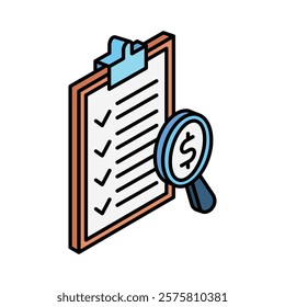 Evaluation isometric 3D color line. use for modern concept, print, UI, UX kit, web and app development. Vector EPS 10, related to education, business, finance, investment.