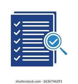 Evaluation mini illustration dual tone color icon, use for research and development, education, industry, UI, UX kit, app and web development, digital or print.