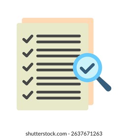 Evaluation mini illustration flat color icon, use for research and development, education, industry, UI, UX kit, app and web development, digital or print.