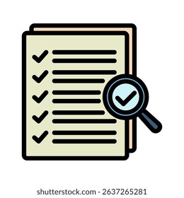 Evaluation mini illustration outline color icon, use for research and development, education, industry, UI, UX kit, app and web development, digital or print.