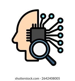 Evaluation mini illustration outline color icon, use for machine learning, education, technology industry, UI, UX kit, app and web development, digital or print.