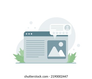 Evaluation of the news, feedback about your own blog. Cartoon minimal style