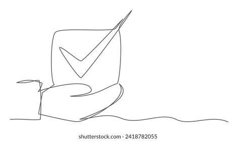 Evaluation One line drawing isolated on white background