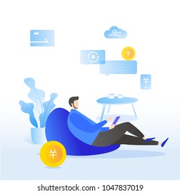 Evaluation of online support, contract service or purchase product. Customer testimonials, vote and feedback, rating and liked. Concept of technology on business. Flat design vector illustration. ATM 