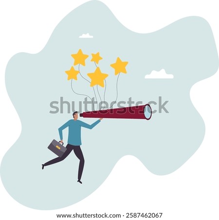 Evaluation or performance rating, reputation or customer satisfaction review, quality feedback or best service,.business concept.flat character.