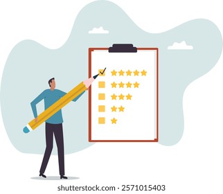 Evaluation performance survey, marketing feedback or service questionnaire, customer opinion,business concept.flat character.