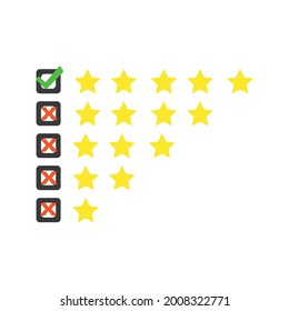 evaluation and rating concept. five stars selected checkmark.
voting optimistically.