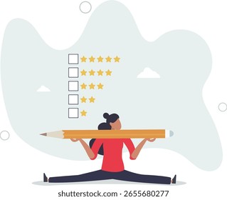 Evaluation or satisfaction feedback, performance rating or customer review, giving stars quality result, rate the service concept.human life.