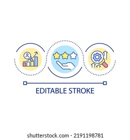 Evaluation of studying progress loop concept icon. Development and improvement of knowledge abstract idea thin line illustration. Isolated outline drawing. Editable stroke. Arial font used