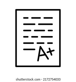 Evaluation System. Letter Grade From A Teacher.A Examination Result Grade Sign. Test. Pictogram Isolated On A White Background.