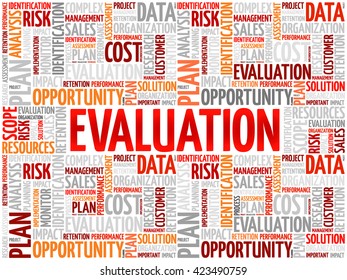 Evaluation word cloud, business concept