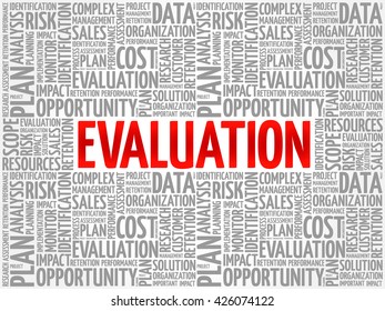 Evaluation word cloud, business concept
