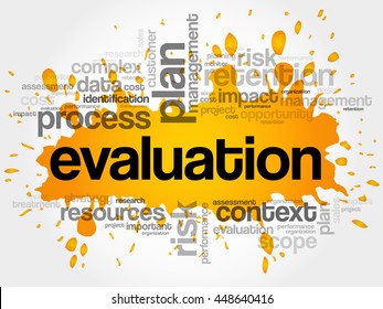 Evaluation word cloud collage, business concept background