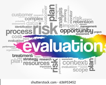 Evaluation word cloud collage, business concept background