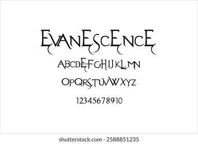 Evanescence font for logo and headline. Isolated vector typeset