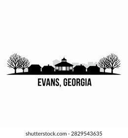 Evans Skyline Silhouette — A Modern Garden Community in Columbia County Georgia Vector Illustration