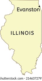 Evanston city location on Illinois map