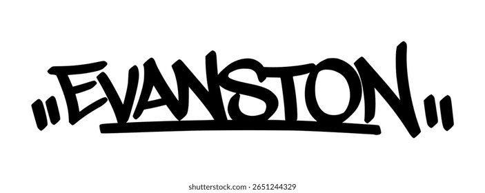 Evanston graffiti tag with hand drawn feel. Urban lettering vector with street art style made for bold and expressive design.
