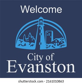 Evanston Illinois With Blue Background 