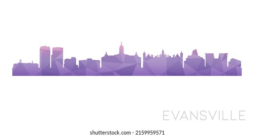 Evansville, IN, USA Low Poly Skyline Clip Art City Design. Geometric Polygon Graphic Horizon Icon. Vector Illustration Symbol.