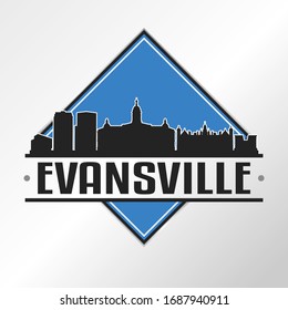 Evansville, IN, USA Skyline Logo. Adventure Landscape Design Vector Illustration.