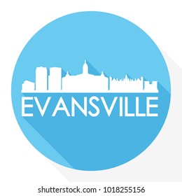 Evansville Indiana Flat Icon Skyline Silhouette Design City Vector Art.