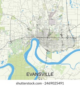 Evansville, Indiana, United States map poster art