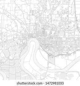 Evansville, Indiana, USA, bright outlined vector map with bigger and minor roads and steets created for infographic backgrounds.