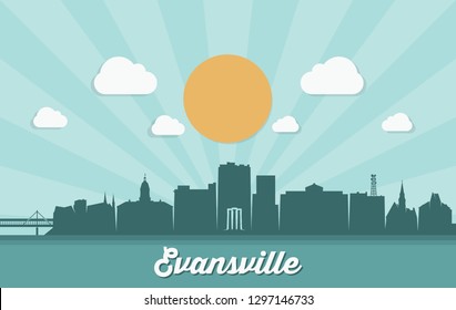 Evansville skyline - Indiana, United States of America, USA - vector illustration