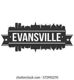 Evansville Skyline Stamp Silhouette City Vector Design Art