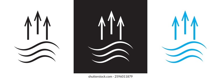 Evaporate icon. Vector illustration. isolated on white and black background. EPS 10