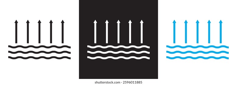 Evaporate icon. Vector illustration. isolated on white and black background. EPS 10
