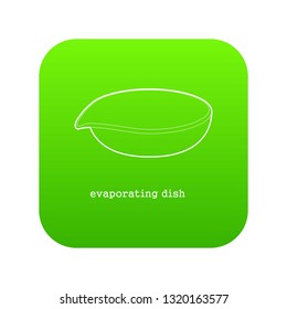 Evaporating dish icon green vector isolated on white background