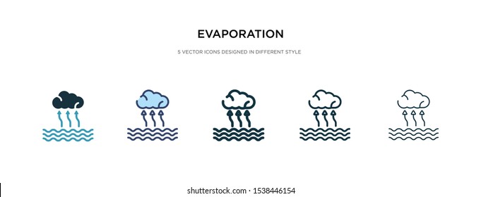 evaporation icon in different style vector illustration. two colored and black evaporation vector icons designed in filled, outline, line and stroke style can be used for web, mobile, ui