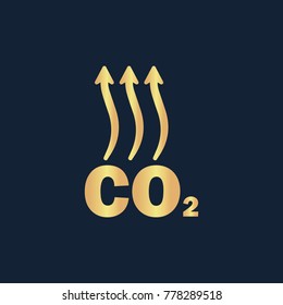 Evaporation icon flat. Simple gold pictogram on dark background. Vector illustration symbol