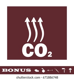 Evaporation icon flat. White pictogram on brown background. Vector illustration symbol and bonus icons
