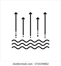 Evaporation Icon, Process Which Converts Water, Liquid Into Vapor Vector Art Illustration