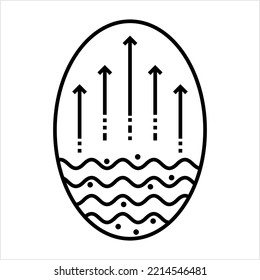 Evaporation Icon, Process Which Converts Water, Liquid Into Vapor Vector Art Illustration