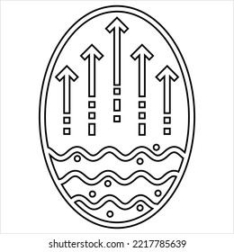 Evaporation Icon, Process Which Converts Water, Liquid Into Vapor Vector Art Illustration