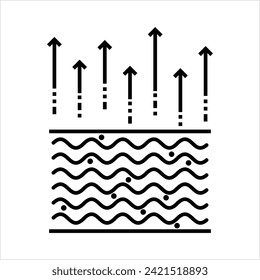 Evaporation Icon, Process Which Converts Water, Liquid Into Vapor Vector Art Illustration