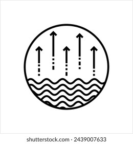 Evaporation Icon, Process Which Converts Water, Liquid Into Vapor Vector Art Illustration